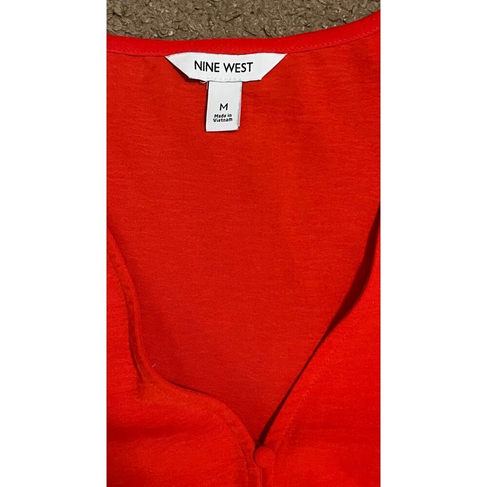 Nine West Red Peplum Blouse Career Office Work Top Medium - Picture 3 of 5